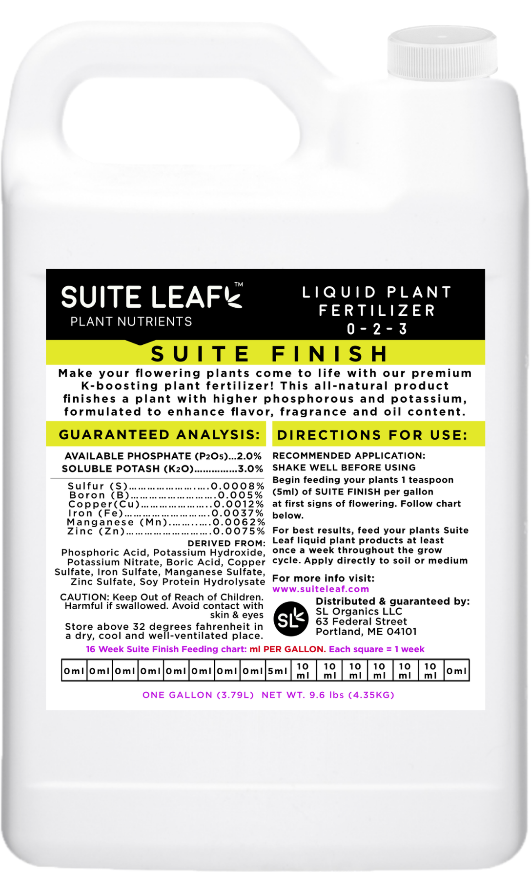 Suite Finish Liquid Hydroponic Fertilizer NPK 0-2-3