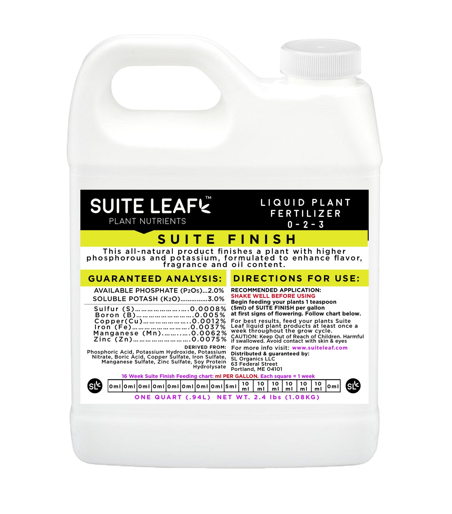 Suite Finish Liquid Hydroponic Fertilizer NPK 0-2-3